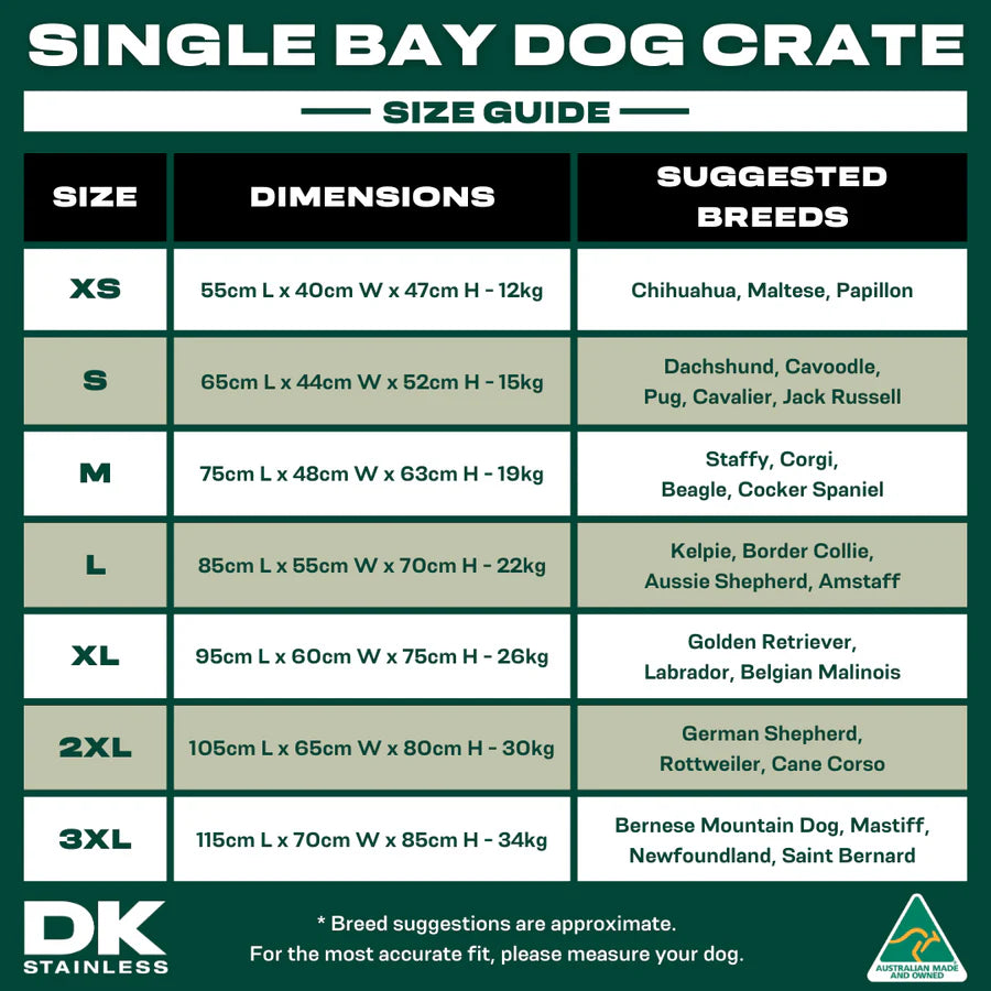 DK Stainless Single Bay Dog Crate
