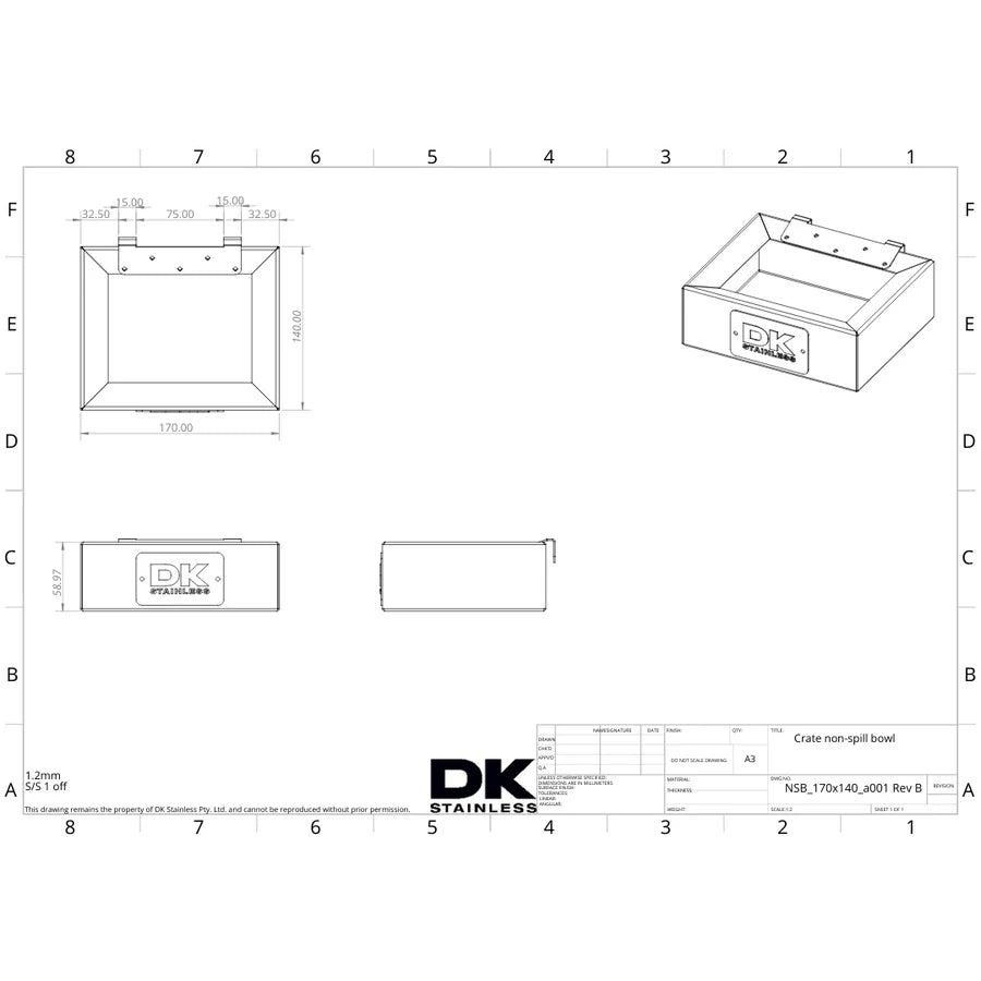 DK Stainless Dog Crate Water Bowl
