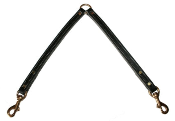 Soft Hide Leather two dog coupler leash