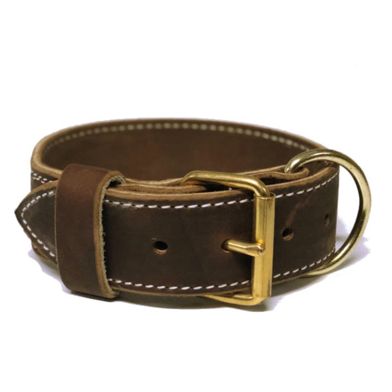 2" Tactical Single Leather Collar - Soft Hide Leather